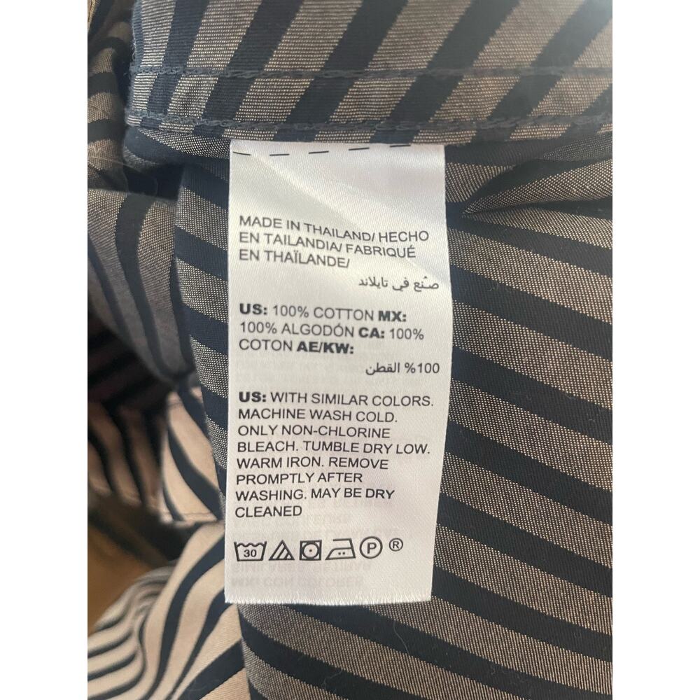 Chico’s Women’s Collar Shirt Sz 3 (16) No-Iron Sateen Striped Button Down blk - Picture 7 of 8